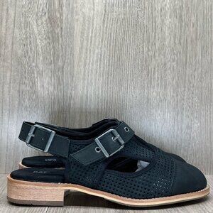 CAT Caterpillar Sandals Womens Sz 5.5 Martine Perforated Slingback Leather Black